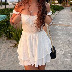 Elegant Off-Shoulder White Romper Dress